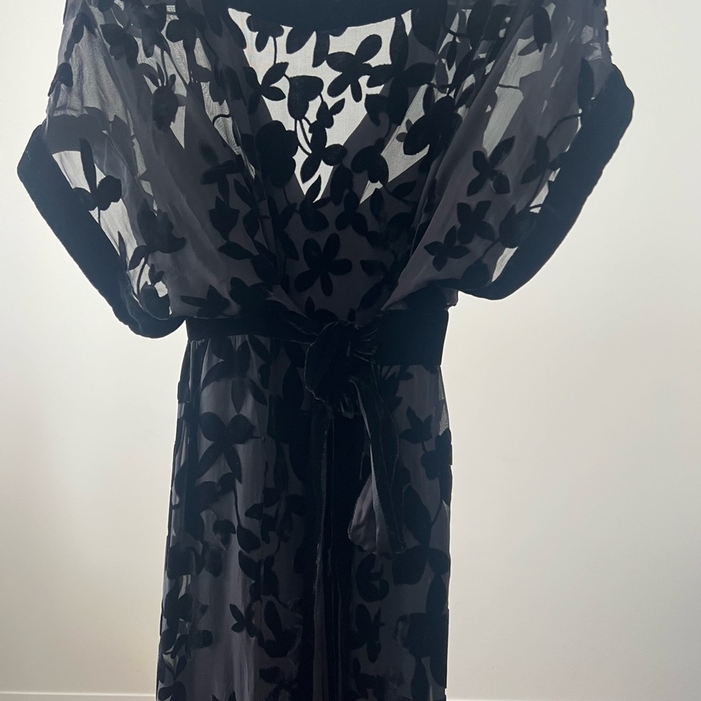 BCBGMaxAzria Sheer Black Floral Gown